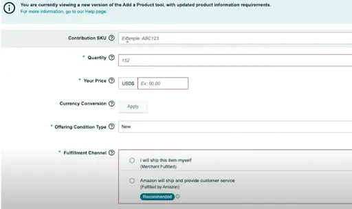 fill out the product details