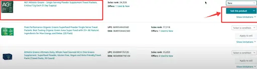 select the product from the search results