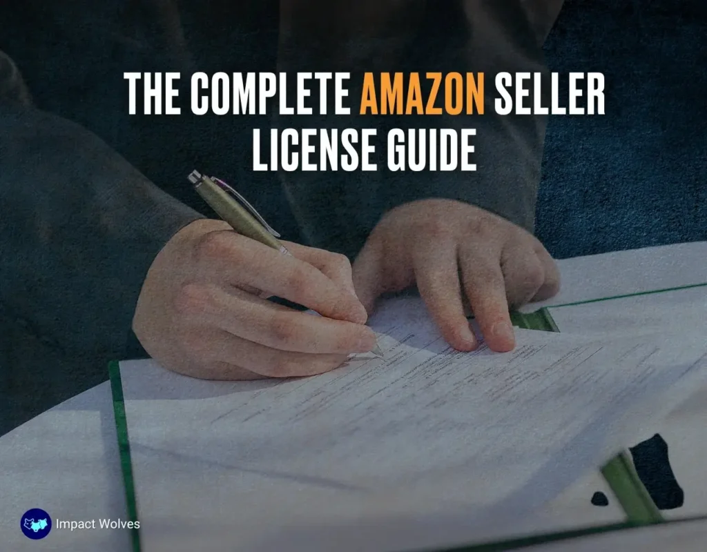 A person signing a document titled "The Complete Amazon Seller License Guide.